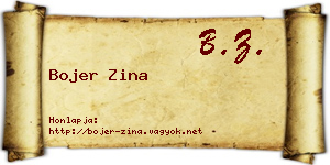 Bojer Zina névjegykártya